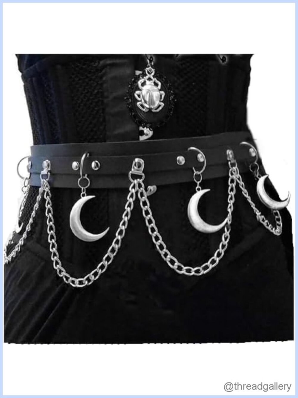 Punk PU Leather Harness Waist Belt Women Moon Corset Belt Adjustable